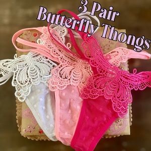 🍒3 Pair Butterly Embroidered Thongs